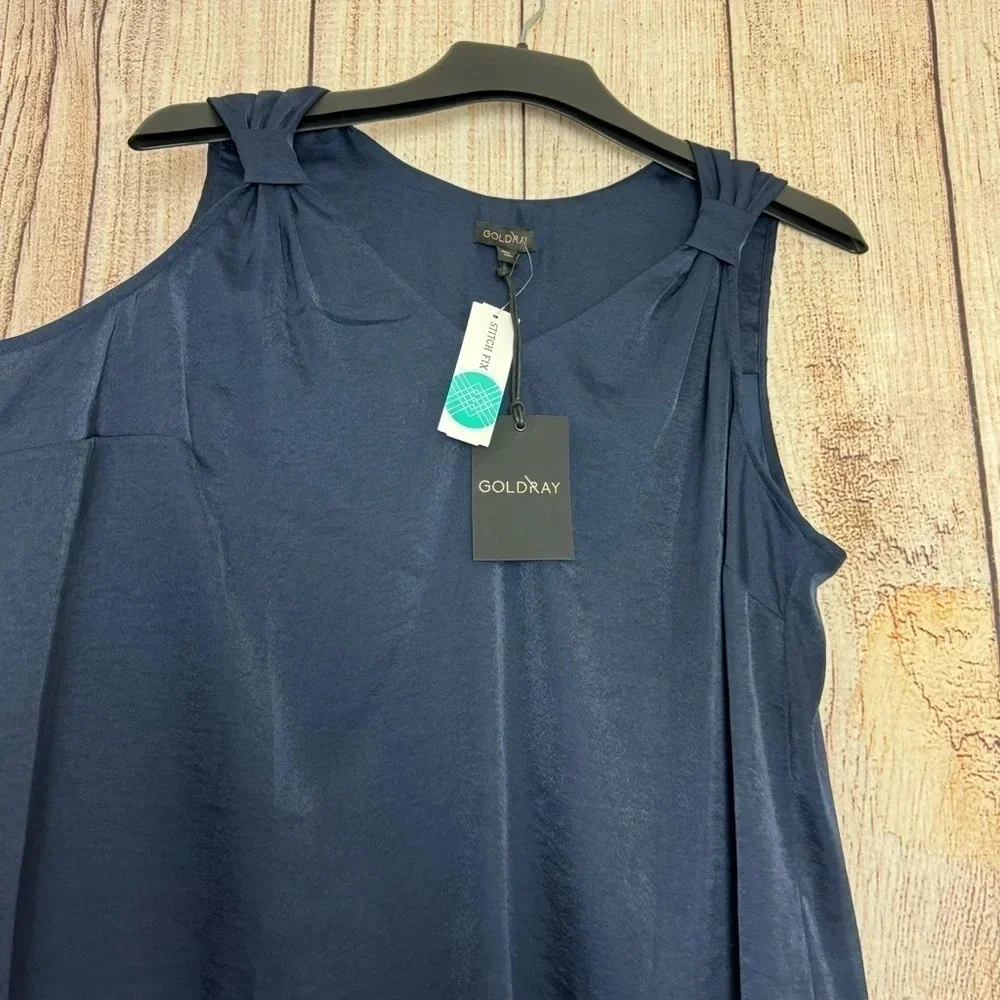 Goldray Womens Joonie Knot Sleeveless V-neck blouse size 1X